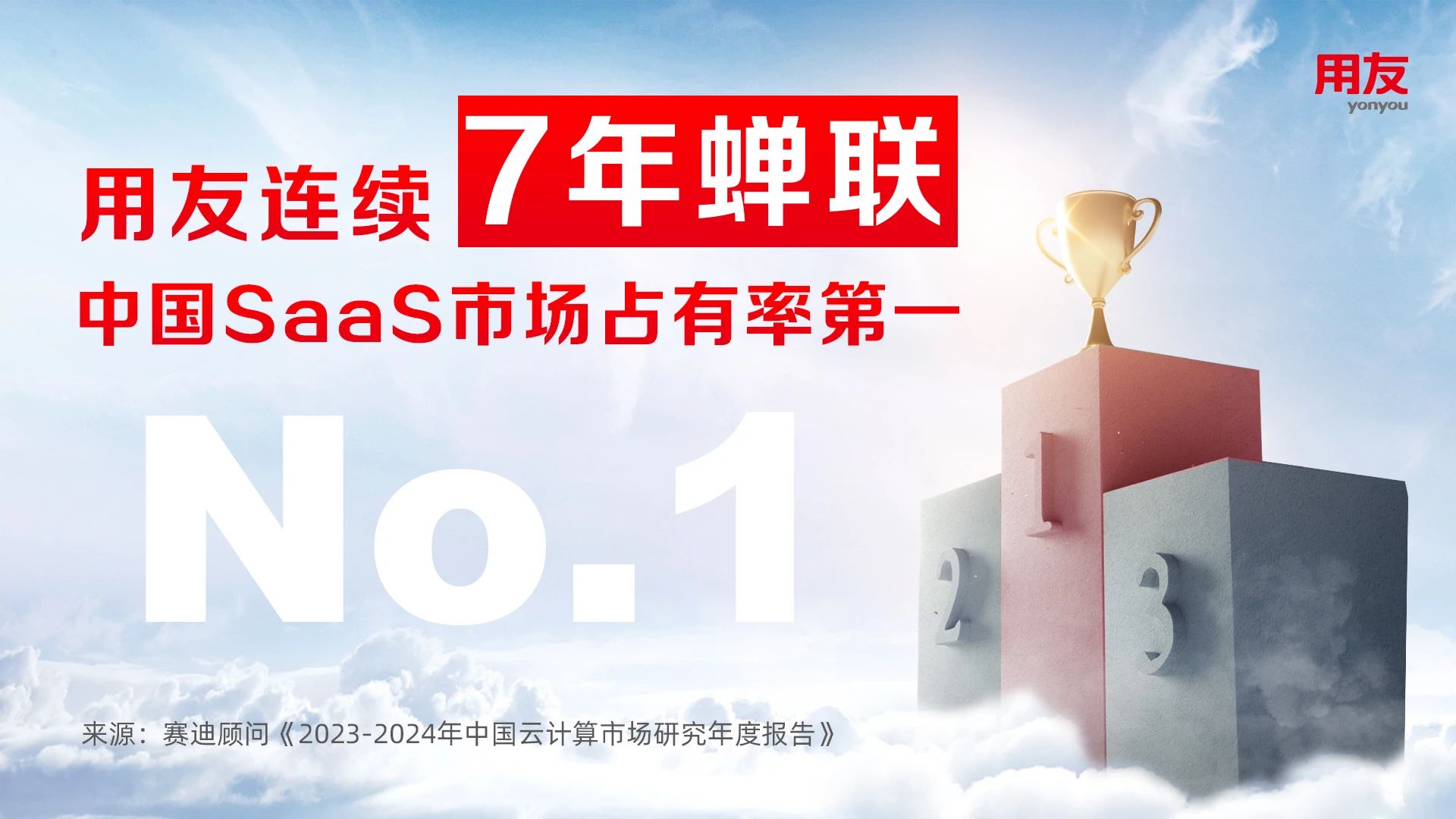 七连冠!用友蝉联中国SaaS市场第一!